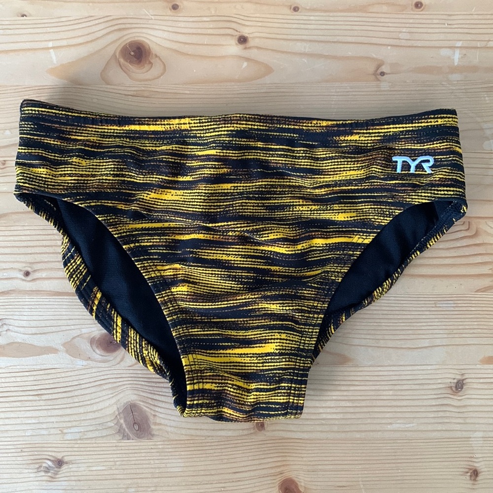TYR Men's Swim Briefs - Black and Yellow